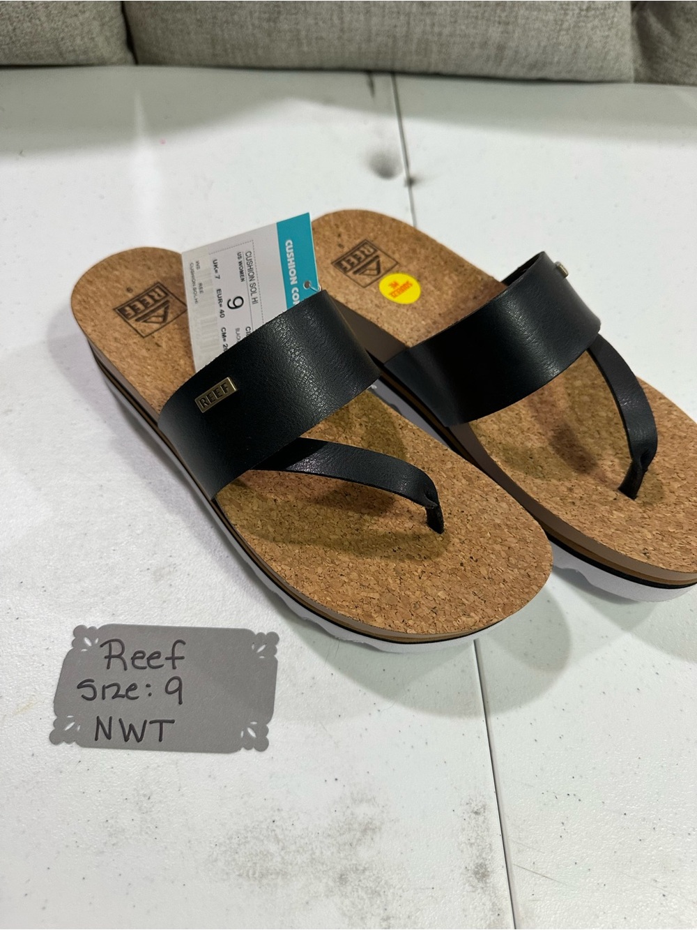 Reef Womens Cushioned Sol Hi Black Cork Footbed arch support sandal